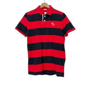 Vintage Y2K Abercrombie & Fitch Men’s XL Muscle Red Navy Striped Polo Shirt